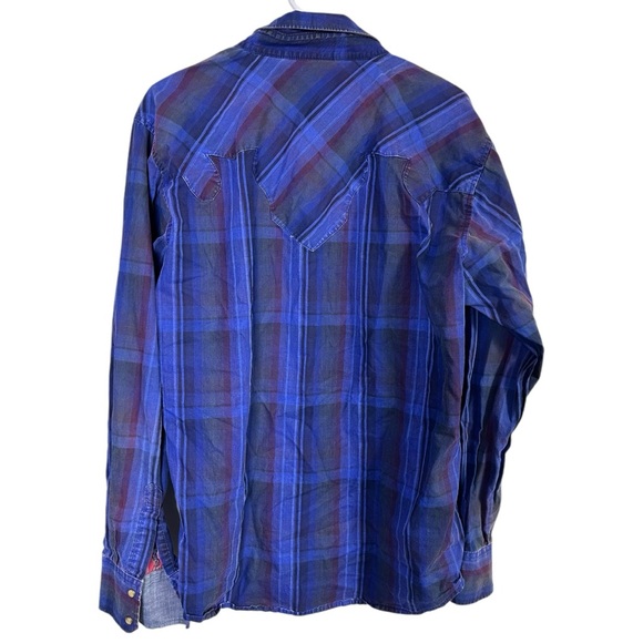 Wrangler Retro Blue Pearl Snap Buttoned Western Casual Shirt  Size XL - Picture 2 of 7